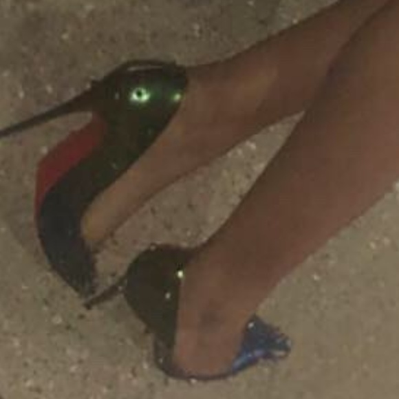 Royal blue/Emerald Green Spike Christian Loubs - Picture 2 of 6